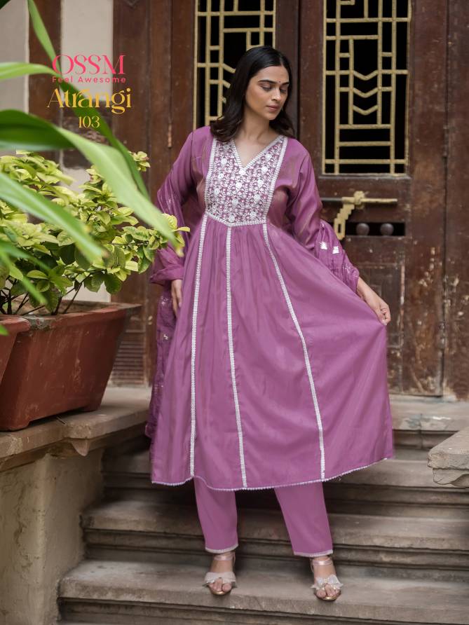 Atrangi By Ossm Viscose Roman Embroidery Kurti With Bottom Dupatta Wholesale Price In Surat